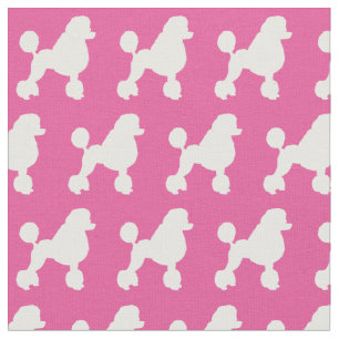 French Poodle Dog Silhouette Pet Pink Fabric