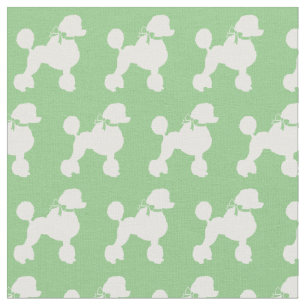 French Poodle Dog Silhouette Pet Sage Green Fabric