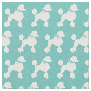 French Poodle Dog Silhouette Pet Teal Fabric