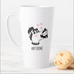 French Poodle Dog Wearing Beret Personalised Name Latte Mug<br><div class="desc">French Poodle Dog Wearing Beret Personalised Name Latte Mug features a cute French Poodle cartoon with pink love hearts and your personalised name below. Perfect for gifts for family,  sweetheart,  husband,  boyfriend and more. Created by Evco Studio www.zazzle.com/store/evcostudio</div>