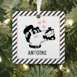 French Poodle Dog Wearing Beret Personalised Name Metal Tree Decoration<br><div class="desc">French Poodle Dog Wearing Beret Personalised Name Metal Christmas Holiday Ornament features a cute French Poodle cartoon with pink love hearts and your personalised name below. Perfect for gifts for family,  sweetheart,  husband,  boyfriend and more. Created by Evco Studio www.zazzle.com/store/evcostudio</div>