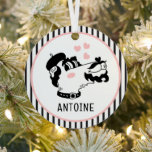 French Poodle Dog Wearing Beret Personalised Name Metal Tree Decoration<br><div class="desc">French Poodle Dog Wearing Beret Personalised Name Metal Christmas Holiday Ornament features a cute French Poodle cartoon with pink love hearts and your personalised name below. Perfect for gifts for family,  sweetheart,  husband,  boyfriend and more. Created by Evco Studio www.zazzle.com/store/evcostudio</div>