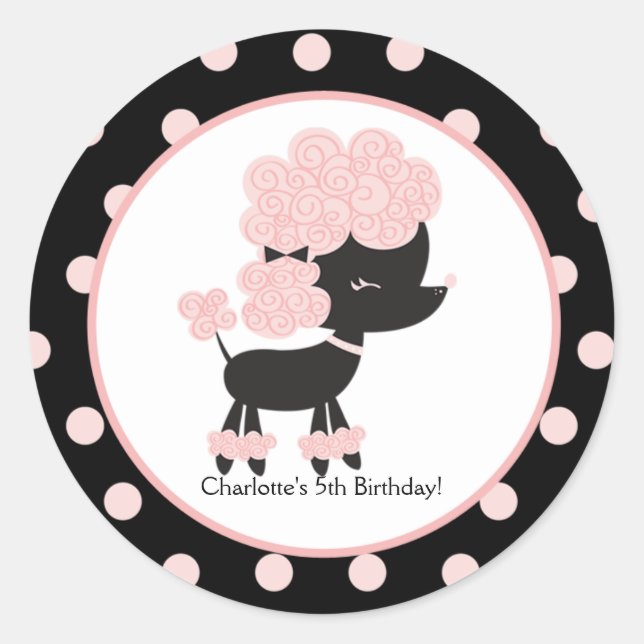 French Poodle Favour Sticker (Front)