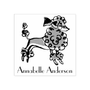 French Poodle Personalise Rubber Stamp