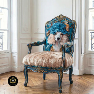 French Poodle Portrait Blue Hydrangea Decoupage Tissue Paper