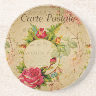 French Postcard Beverage Coaster