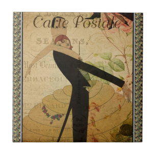 French Postcard Ceramic Tile