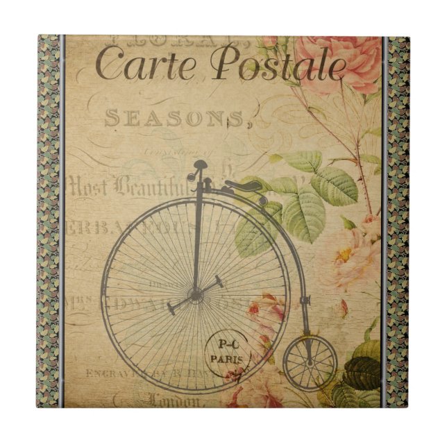 French Postcard Ceramic Tile (Front)