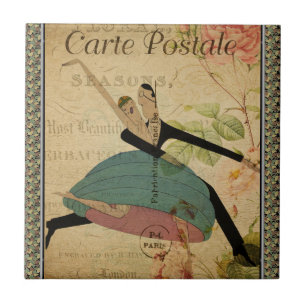 French Postcard Ceramic Tile