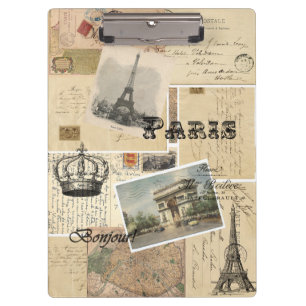 French Postcard Collage Clipboard