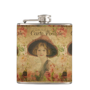 French Postcard Flask