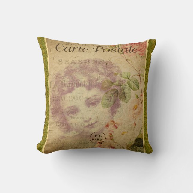 French Postcard Pillow (Front)
