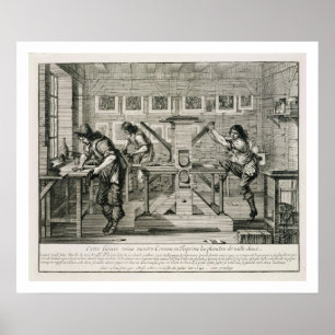 French printing press, 1642 (engraving) poster