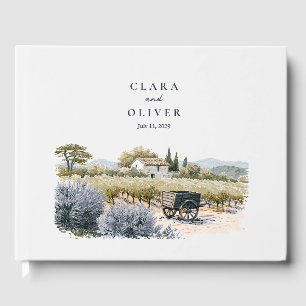 French Provence Vineyard Cypress Rows Wedding Guest Book