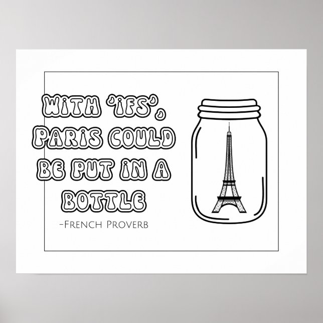 French Proverb Colouring Poster (Front)