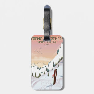 French Pyrénées Ski poster Luggage Tag