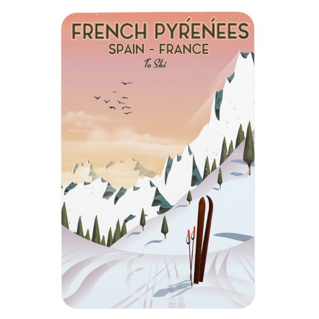 French Pyrénées Ski poster Magnet (Vertical)