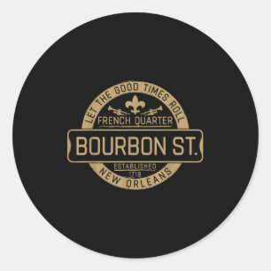 French Quarter Bourbon St New Orleans Fleur De Lis Classic Round Sticker