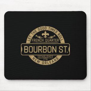 French Quarter Bourbon St New Orleans Fleur De Lis Mouse Pad
