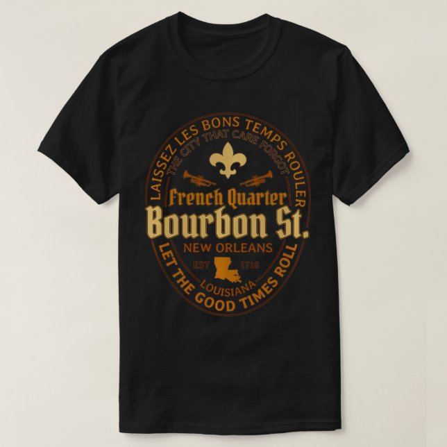 French Quarter Bourbon St New Orleans Souvenir Gif T-Shirt (Design Front)