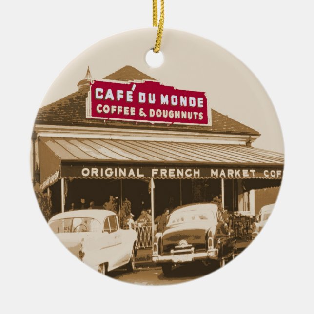 French Quarter Coffee Stand 1950 Ceramic Tree Decoration (Front)