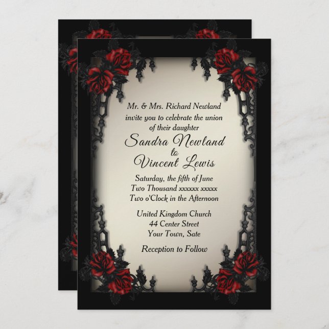 French Quarter Goth Antique Gold Wedding   Invitation (Front/Back)