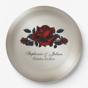 French Quarter Goth Antique Gold Wedding Paper Plate