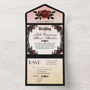 French Quarter Goth Elegant Creamy Peach  All In One Invitation