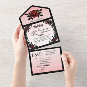 French Quarter Goth Rose Wedding Invitation