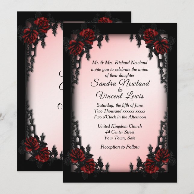 French Quarter Goth Wedding Invitation  (Front/Back)