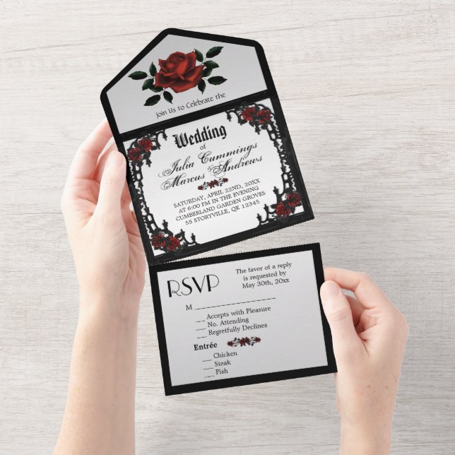 French Quarter Gothic Silver Wedding Invitation (Tearaway)