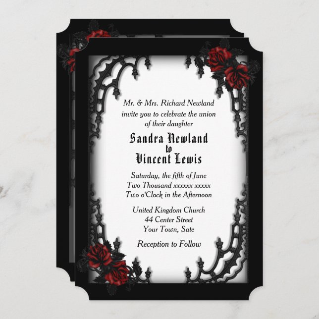 French Quarter Gothic Wedding Theme Invitation (Front/Back)