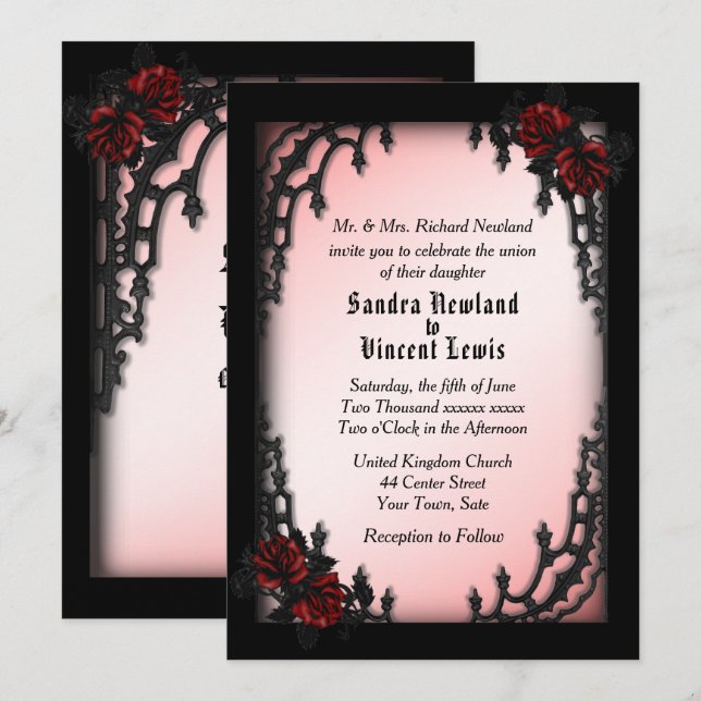 French Quarter Gothic Wedding Theme Invitation (Front/Back)