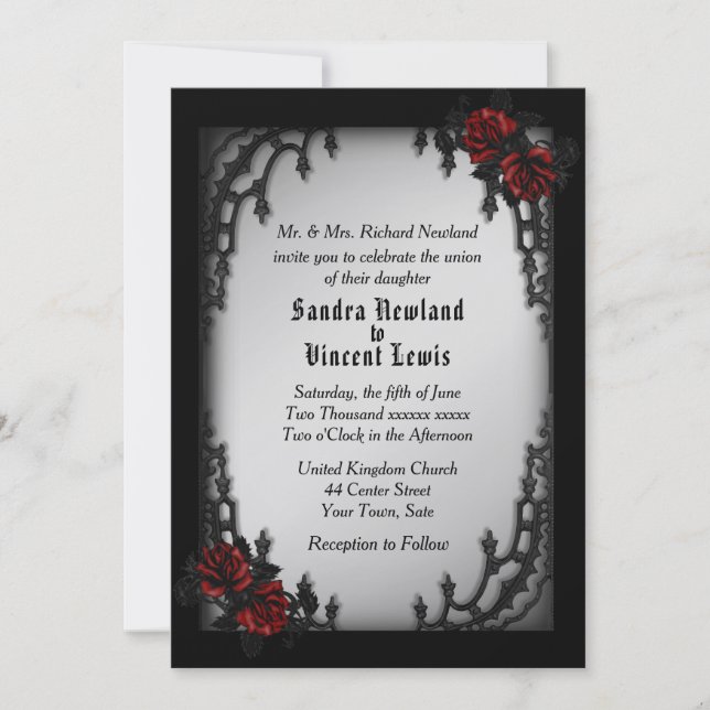 French Quarter Gothic Wedding Theme Invitation (Front)
