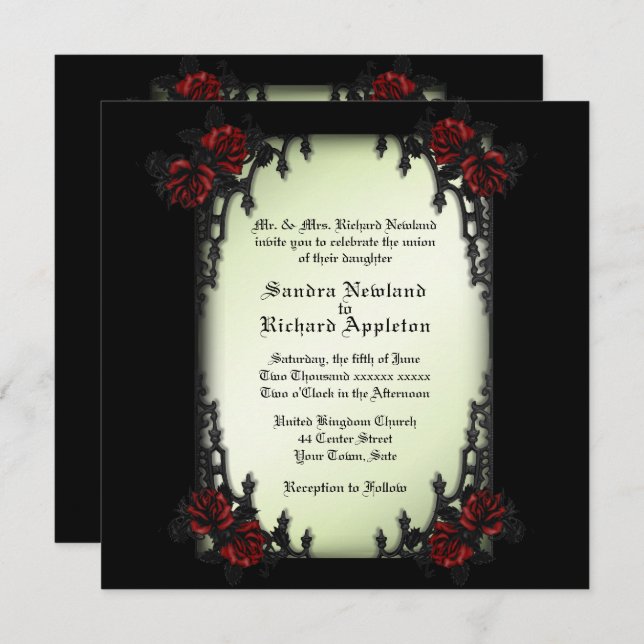 French Quarter Victorian / Goth Theme Wedding  Inv Invitation (Front/Back)