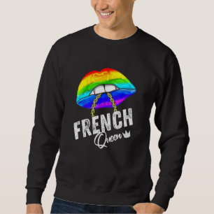 French Queen Lgbtq Gay Pride Flag Lips Rainbow Men Sweatshirt