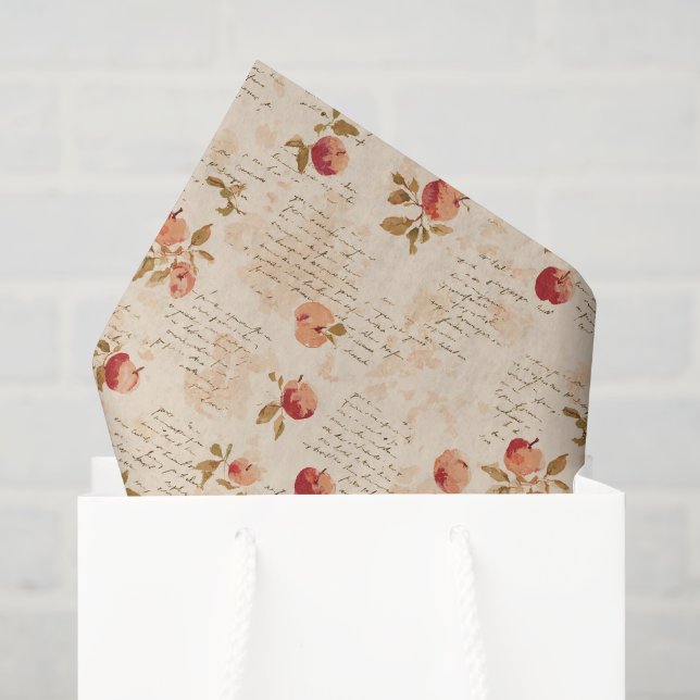 French Red Apples Bridal Shower Tissue Paper (Gift Bag)