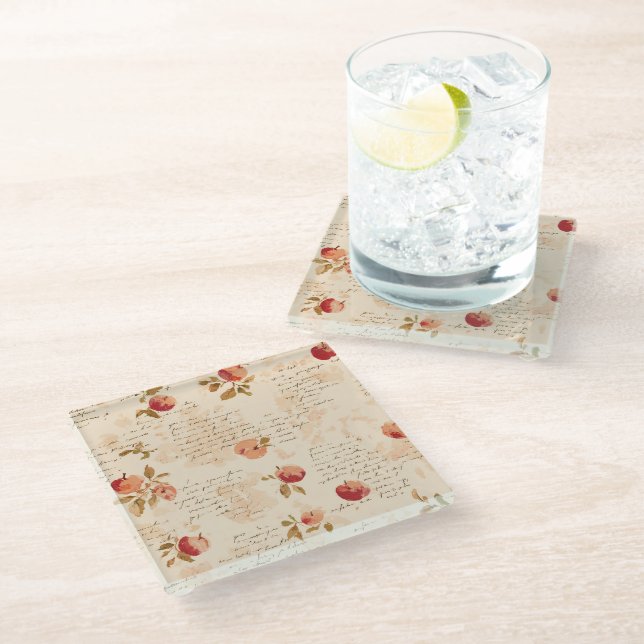 French Red Apples  Glass Coaster (Angled)
