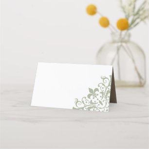 French Regency Green Fleur de Lis Wedding Place Card