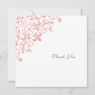 French Regency Pink Fleur de Lis Square Wedding Thank You Card