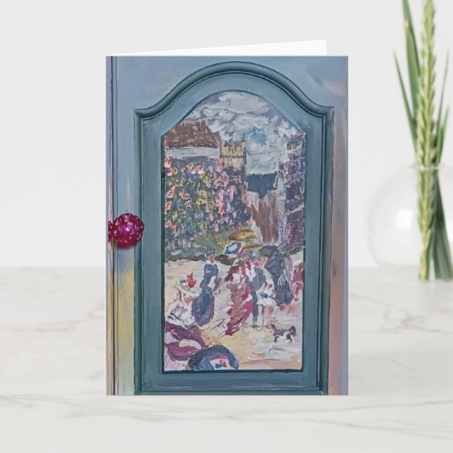 FRENCH RENOIR STYLE CABINET DOORS  HOLIDAY CARD (Front)