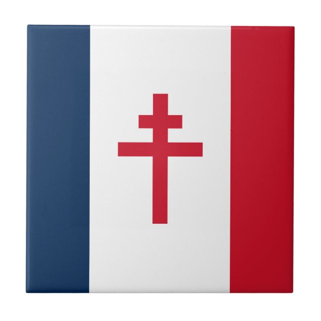 French resistance flag France symbol war cross his Tile (Front)