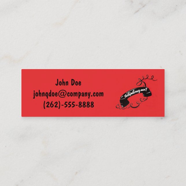 French Reto Business Card Corded Telephone Red (Back)