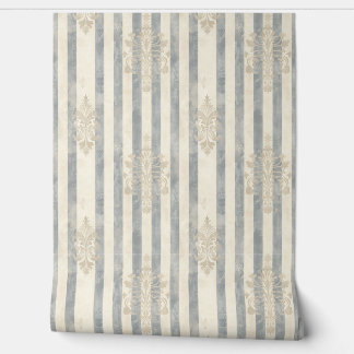 French Retro Damask Stripe  Wallpaper