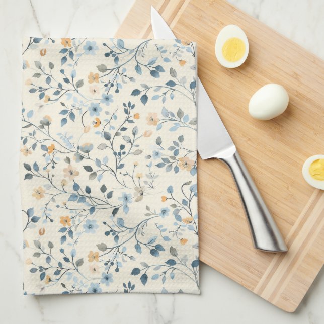 French Retro Spring Botanical Kitchen Towels (Quarter Fold)