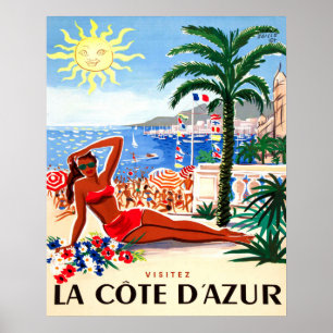 French riviera, bikini girl on the beach, France Poster