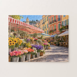 French Riviera Colorful Flower Market Jigsaw Puzzle