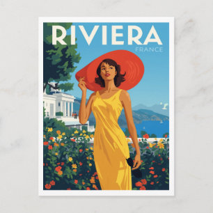 French Riviera Glamour Retro Postcard