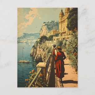French Riviera Promenade: Vintage Postcard