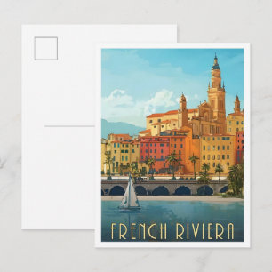 French Riviera Vintage Travel Postcard
